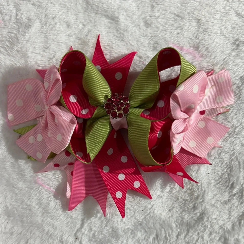 2 Colorful Polka Dot boutique alligator clip Hair Bows